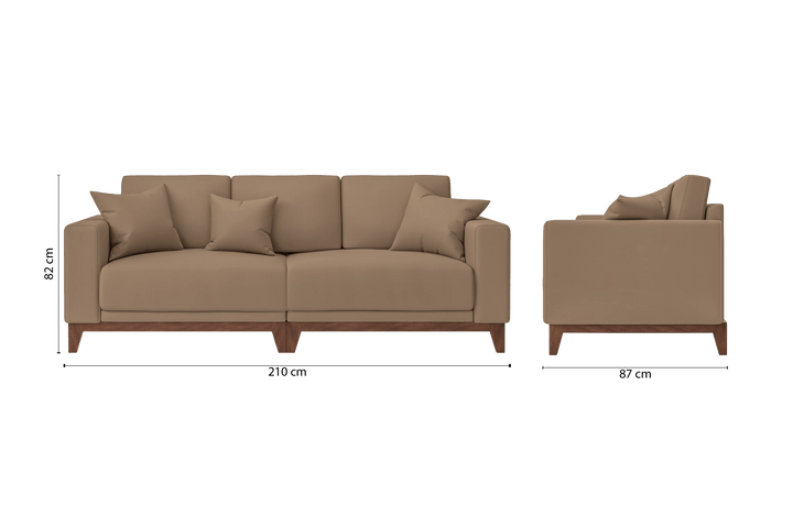 Lucca 3 Seater Sofa Stone Leather