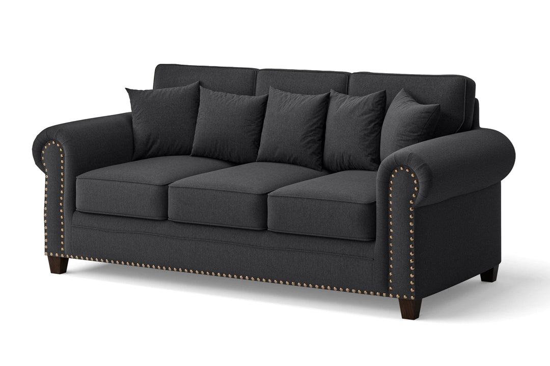 Marano 3 Seater Sofa Dark Grey Linen Fabric