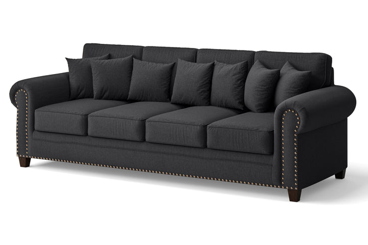 Marano 4 Seater Sofa Dark Grey Linen Fabric