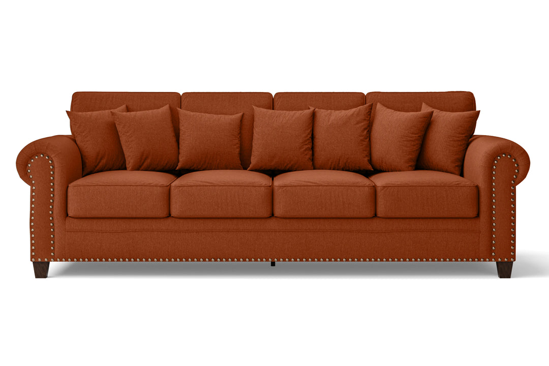 Marano 4 Seater Sofa Orange Linen Fabric