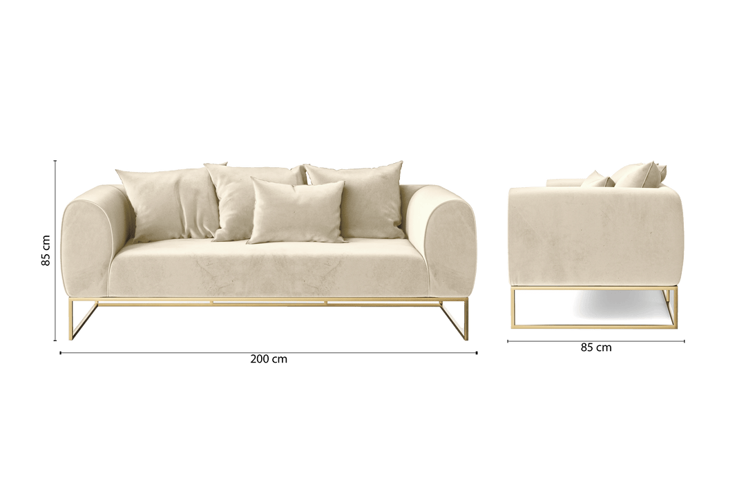 Mazara 3 Seater Sofa Cream Velvet