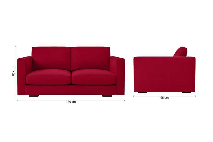 Messina 2 Seater Sofa Red Linen Fabric