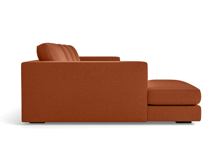 Messina 4 Seater Left Hand Facing Chaise Lounge Corner Sofa Orange Linen Fabric