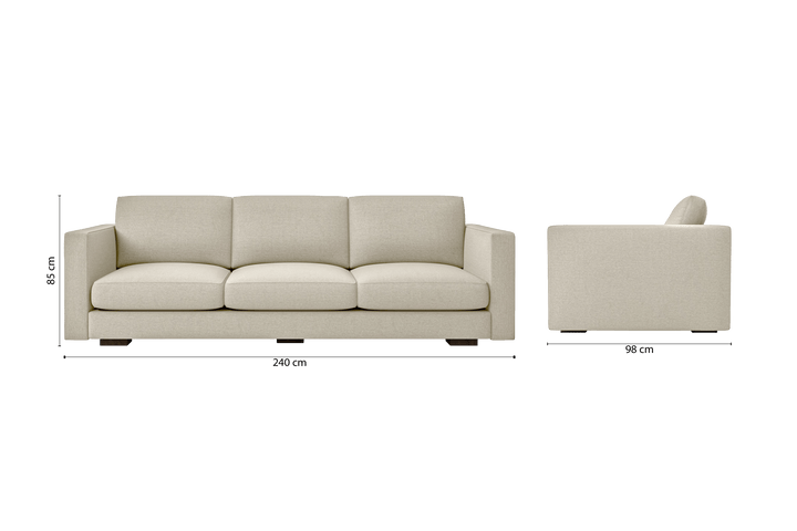 Messina 4 Seater Sofa Cream Linen Fabric