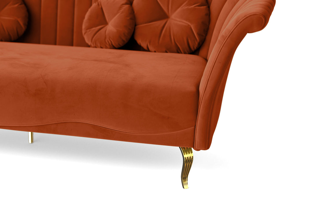 Milan 2 Seater Sofa Orange Velvet
