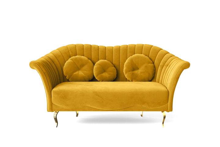 Milan 2 Seater Sofa Yellow Velvet
