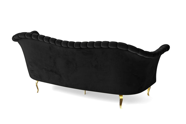 Milan 3 Seater Sofa Black Velvet