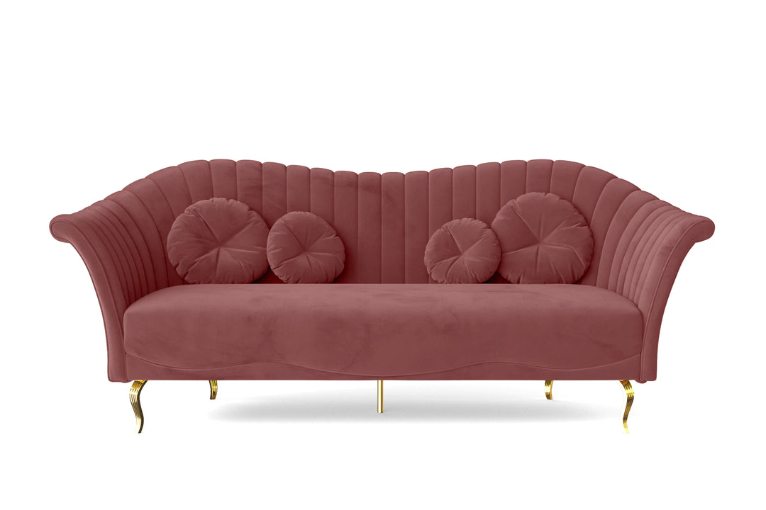 Milan 3 Seater Sofa Pink Velvet