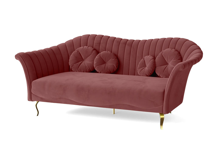 Milan 3 Seater Sofa Pink Velvet