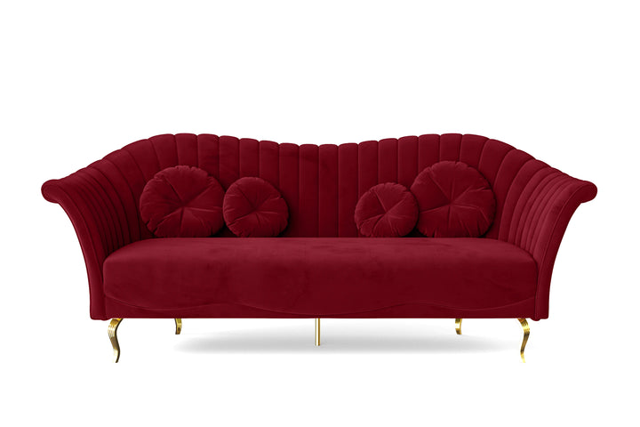 Milan 3 Seater Sofa Red Velvet