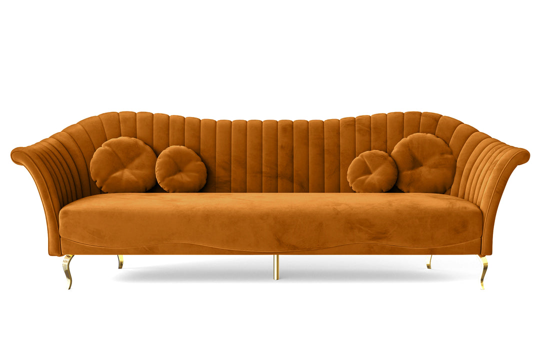 Milan 4 Seater Sofa Gold Velvet