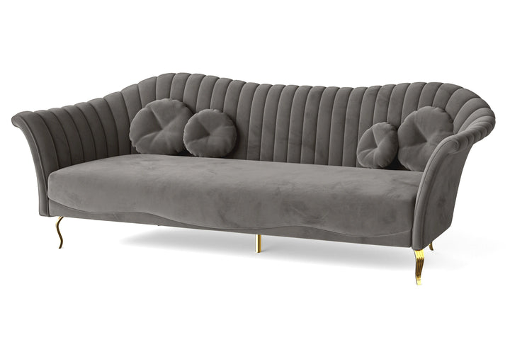 Milan 4 Seater Sofa Grey Velvet