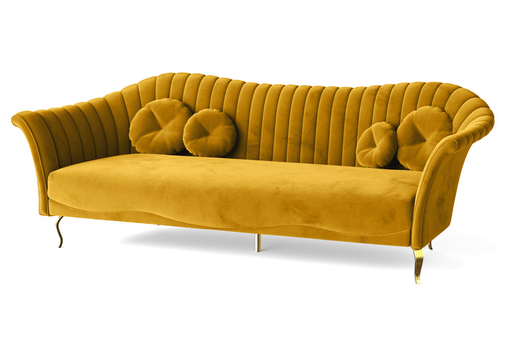 Milan 4 Seater Sofa Yellow Velvet