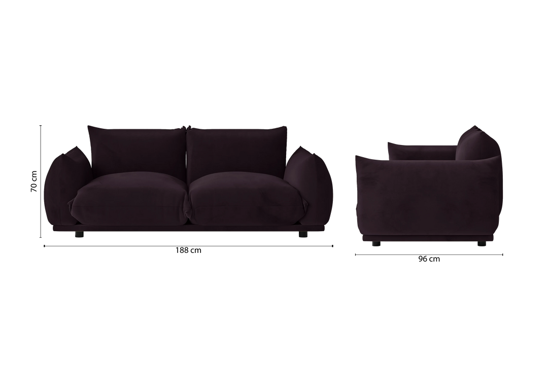 Minneapolis 2 Seater Sofa Purple Velvet