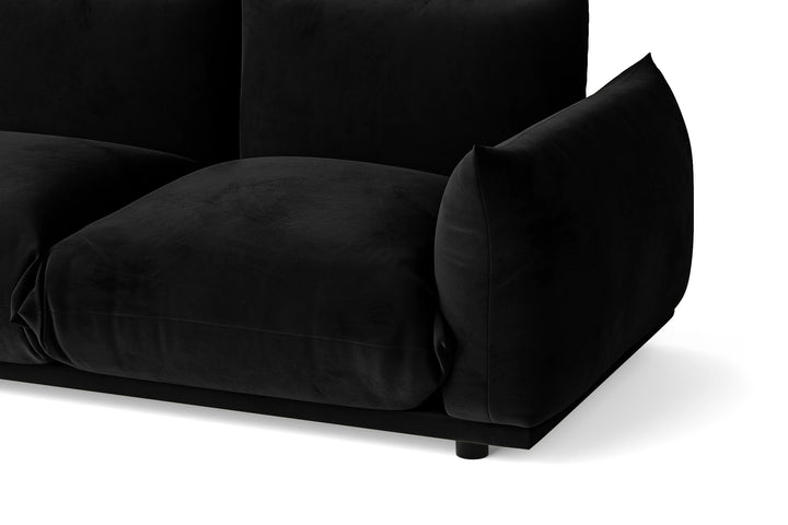 Minneapolis 3 Seater Sofa Black Velvet