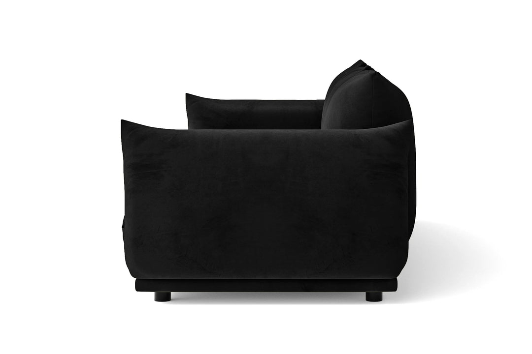 Minneapolis 3 Seater Sofa Black Velvet