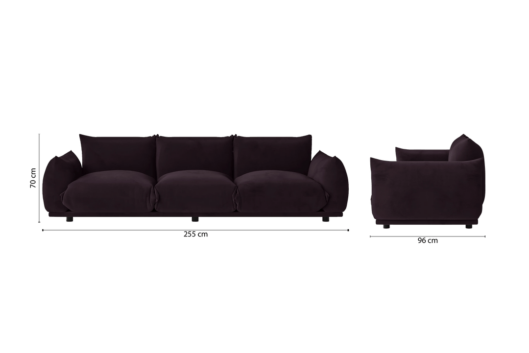 Minneapolis 3 Seater Sofa Purple Velvet