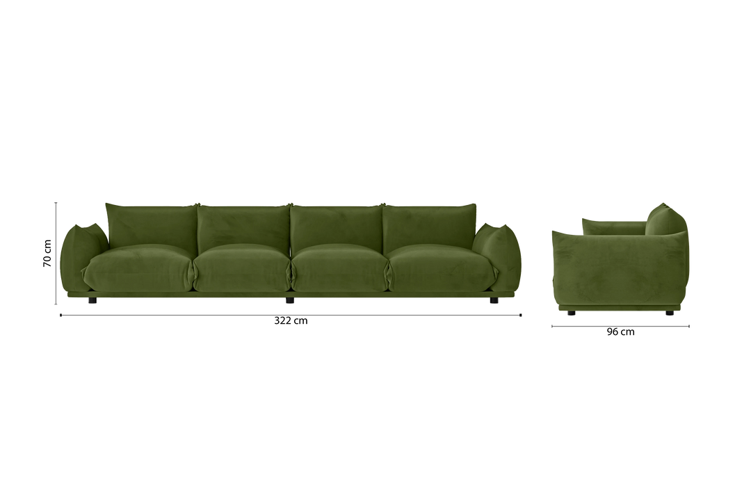 Minneapolis 4 Seater Sofa Lime Velvet