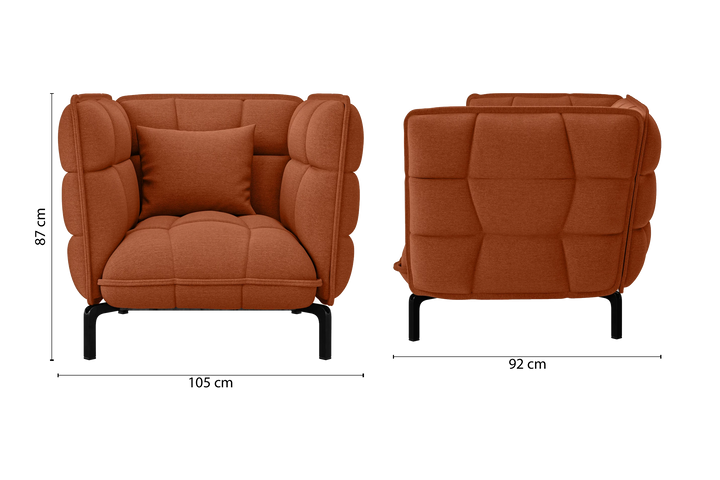 Modica Armchair Orange Linen Fabric