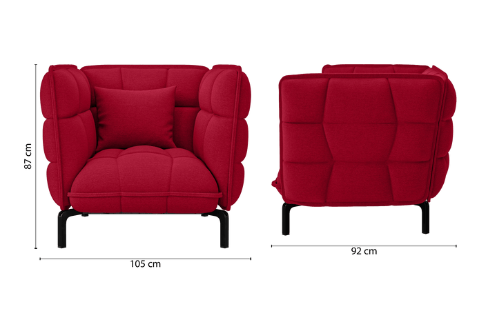 Modica Armchair Red Linen Fabric