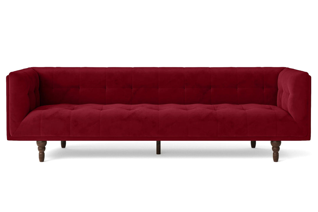 Nahant 4 Seater Sofa Red Velvet