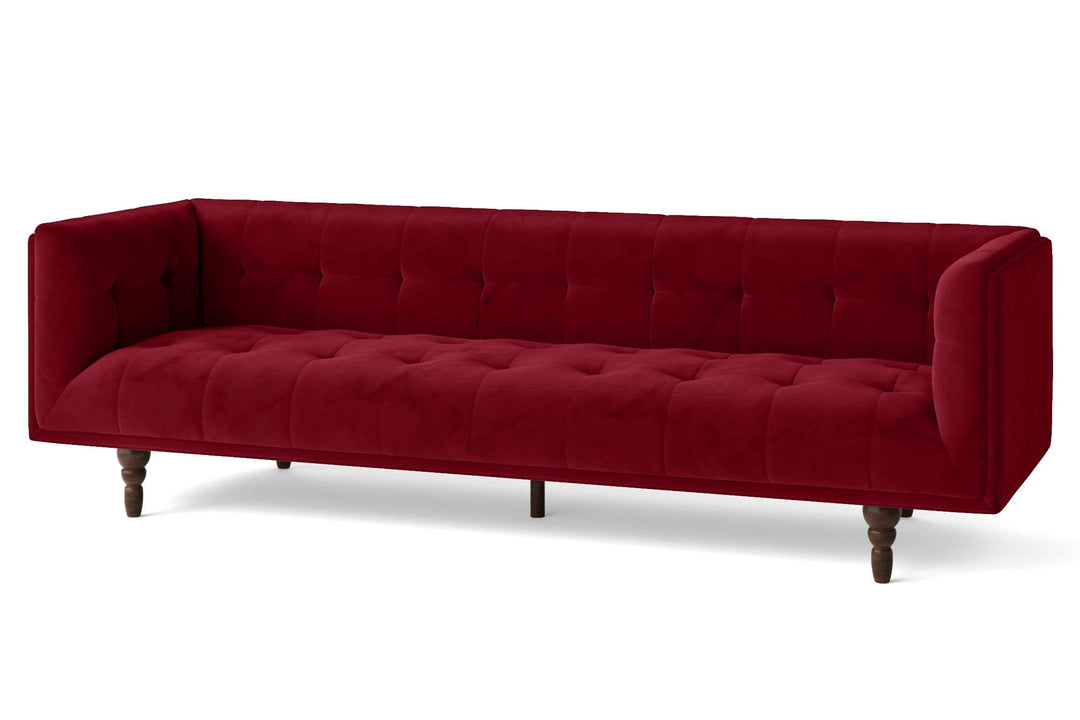 Nahant 4 Seater Sofa Red Velvet