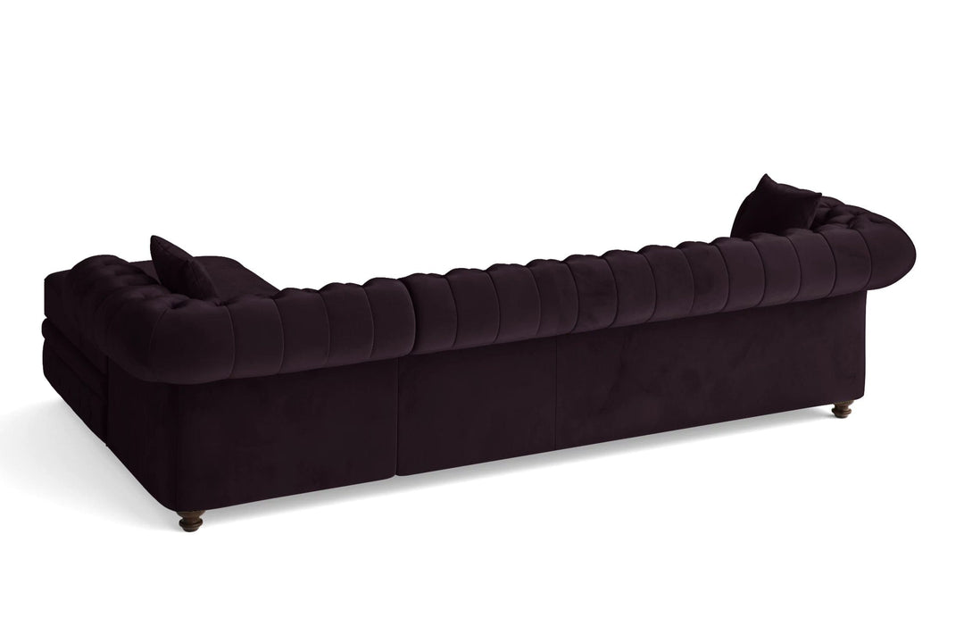 Pesaro 4 Seater Right Hand Facing Chaise Lounge Corner Sofa Purple Velvet