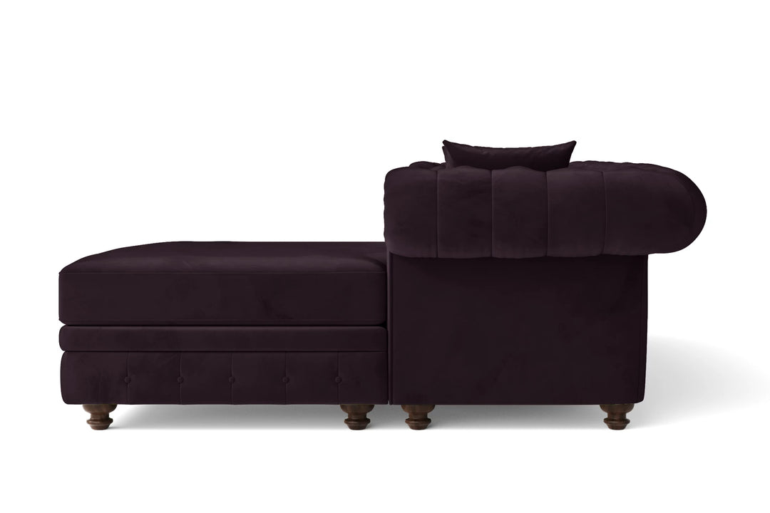 Pesaro 4 Seater Right Hand Facing Chaise Lounge Corner Sofa Purple Velvet