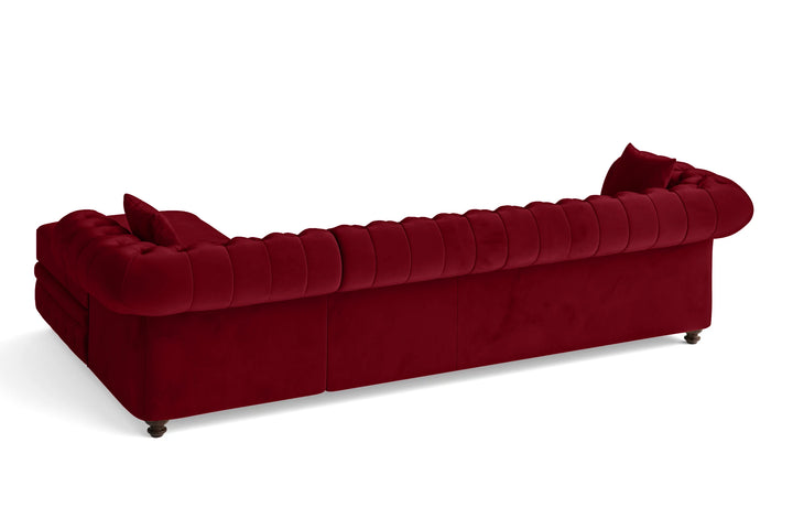Pesaro 4 Seater Right Hand Facing Chaise Lounge Corner Sofa Red Velvet