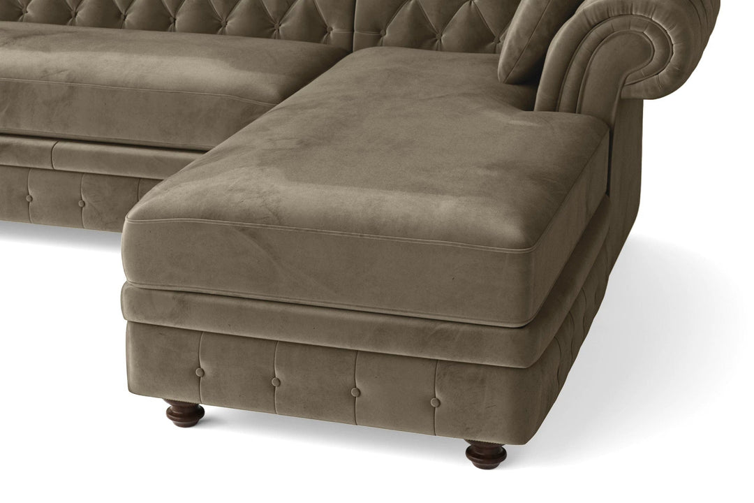 Pesaro 4 Seater Right Hand Facing Chaise Lounge Corner Sofa Sand Velvet