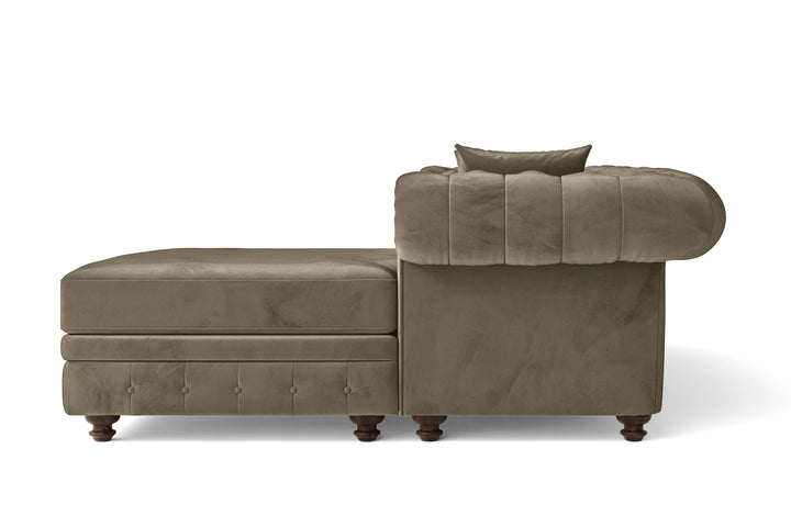 Pesaro 4 Seater Right Hand Facing Chaise Lounge Corner Sofa Sand Velvet