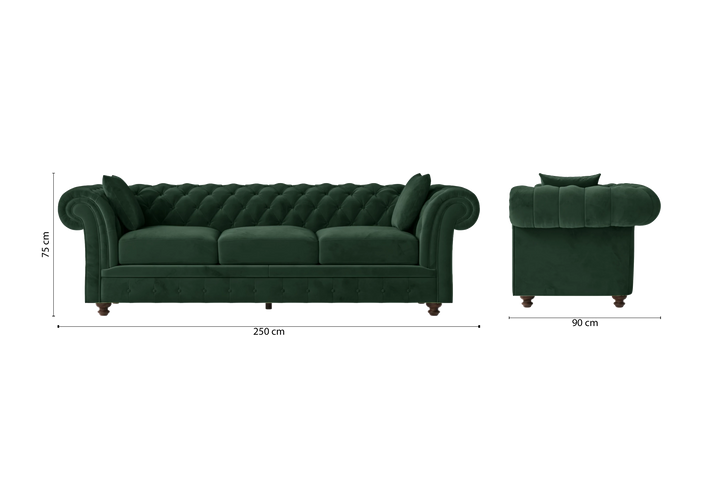Pesaro 4 Seater Sofa Green Velvet