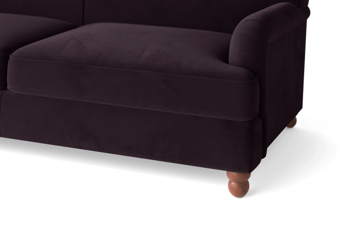 Pisa 4 Seater Sofa Purple Velvet