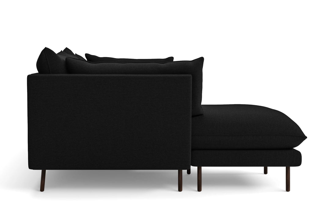 Pistoia 3 Seater Left Hand Facing Chaise Lounge Corner Sofa Black Linen Fabric