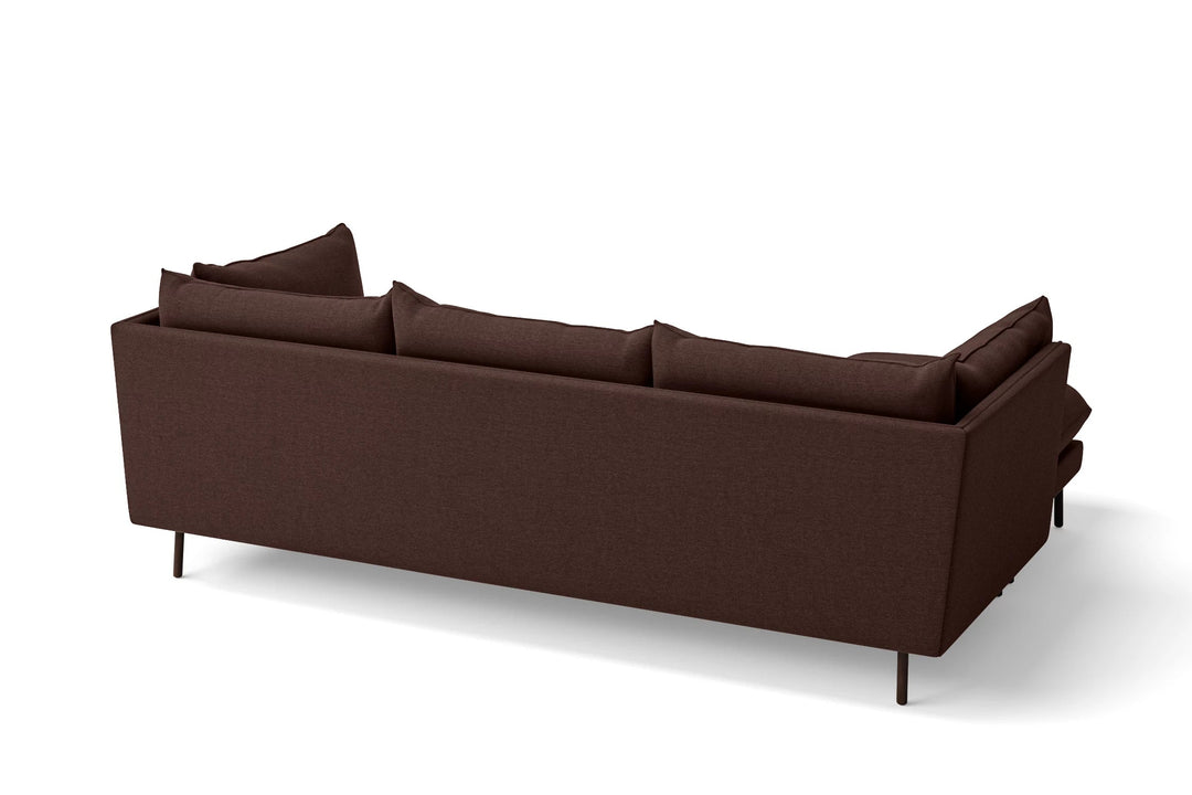 Pistoia 3 Seater Left Hand Facing Chaise Lounge Corner Sofa Coffee Brown Linen Fabric