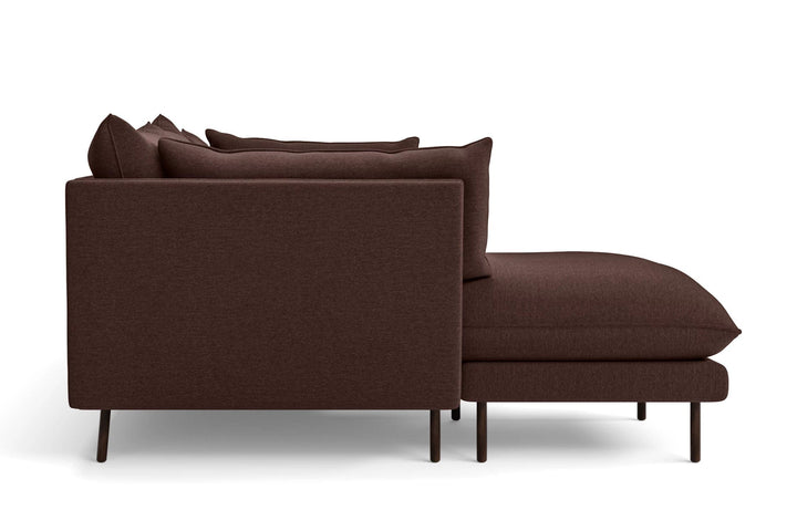 Pistoia 3 Seater Left Hand Facing Chaise Lounge Corner Sofa Coffee Brown Linen Fabric