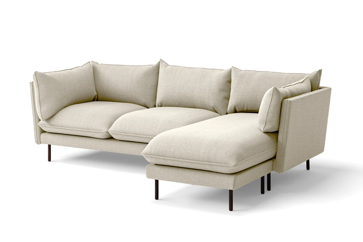 Pistoia 3 Seater Right Hand Facing Chaise Lounge Corner Sofa Cream Linen Fabric