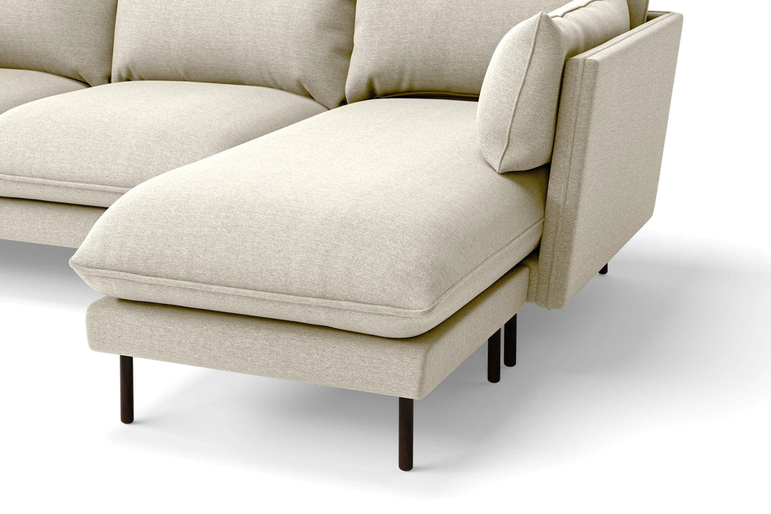 LIVELUSSO Chaise Lounge Sofa Pistoia 3 Seater Right Hand Facing Chaise Lounge Corner Sofa Cream Linen Fabric