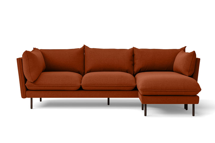 Pistoia 3 Seater Right Hand Facing Chaise Lounge Corner Sofa Orange Linen Fabric