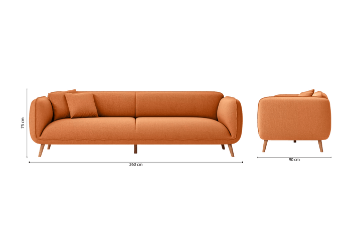 Pomezia 4 Seater Sofa Orange Linen Fabric