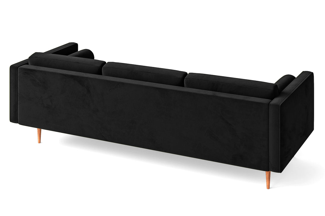 Salerno 4 Seater Sofa Black Velvet