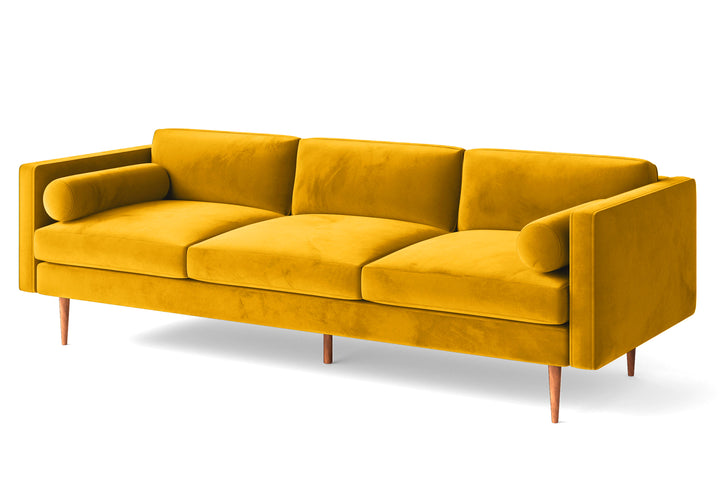 Salerno 4 Seater Sofa Yellow Velvet