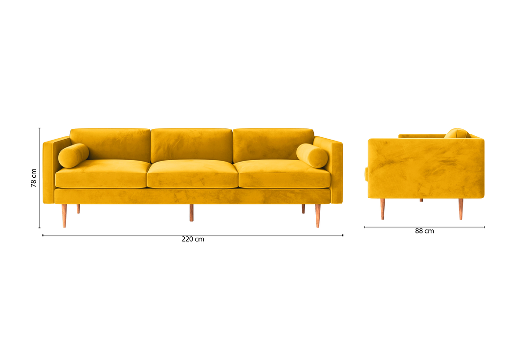 Salerno 4 Seater Sofa Yellow Velvet