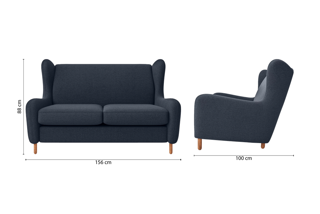 Sassari 2 Seater Sofa Dark Blue Linen Fabric