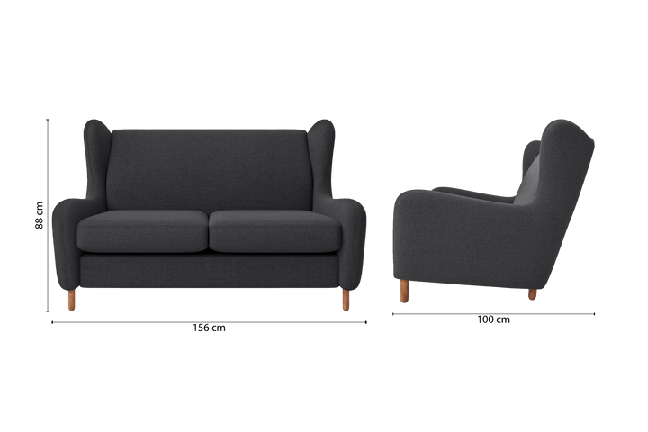 Sassari 2 Seater Sofa Dark Grey Linen Fabric