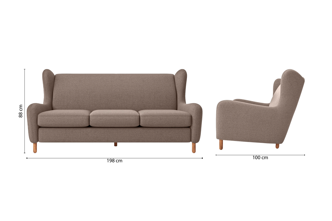 Sassari 3 Seater Sofa Caramel Linen Fabric
