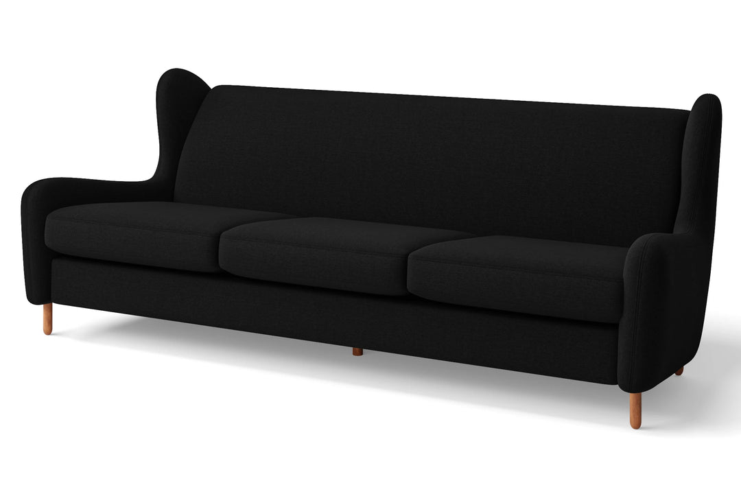 Sassari 4 Seater Sofa Black Linen Fabric