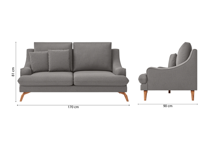 Savona 2 Seater Sofa Grey Linen Fabric