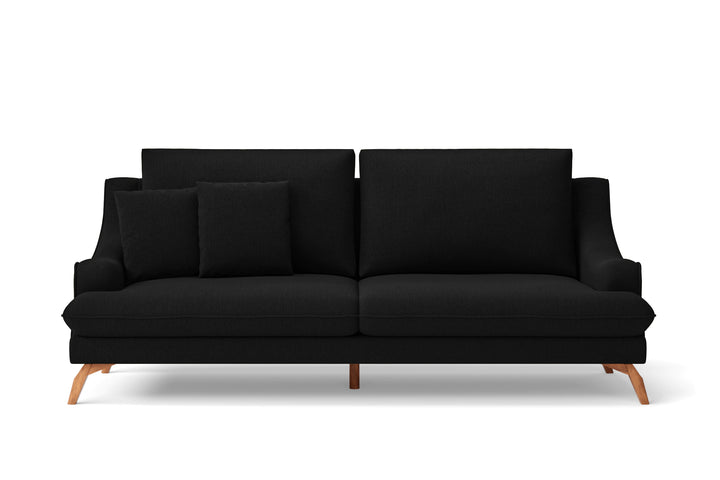 Savona 3 Seater Sofa Black Linen Fabric