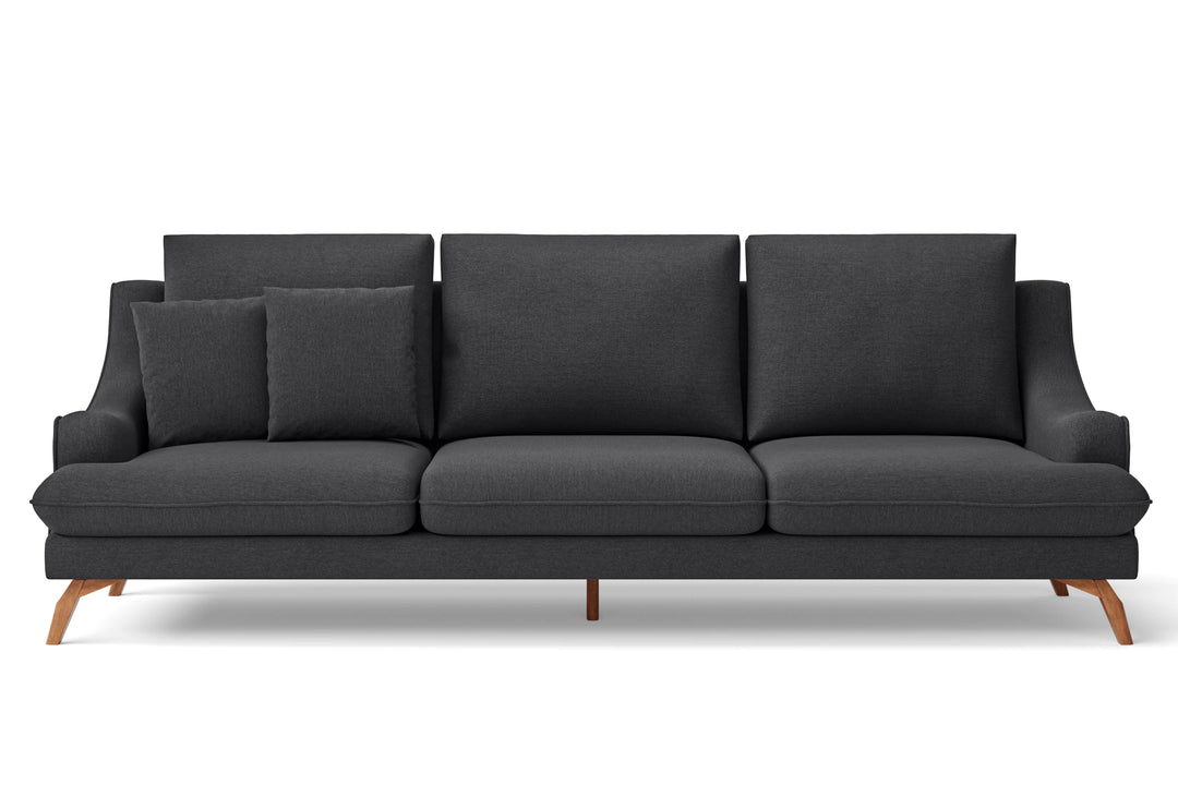 Savona 4 Seater Sofa Dark Grey Linen Fabric